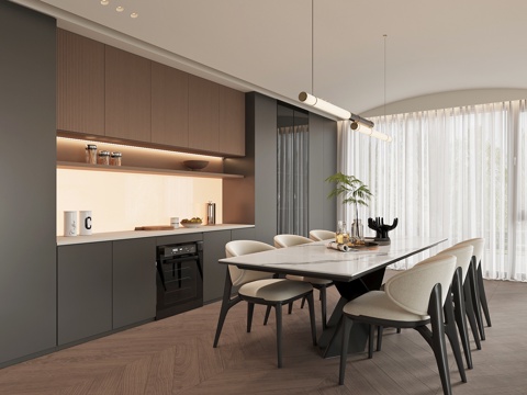 现代餐厅su模型