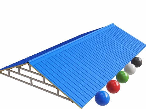  现代彩钢瓦 简易房屋顶 铁皮瓦 保温波形板 铁板瓦 雨棚围墙3d模型 