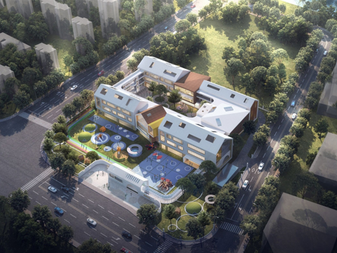 现代学校建筑 幼儿园建筑su模型