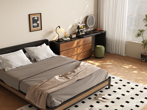  中古风卧室 梳妆台3d模型 