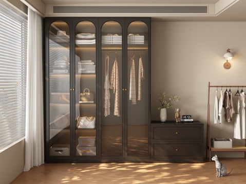  中古风衣柜3d模型 