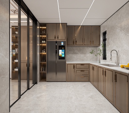  新中式轻奢厨房3d模型 