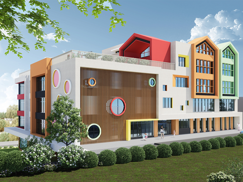 现代幼儿园建筑 学校建筑su模型