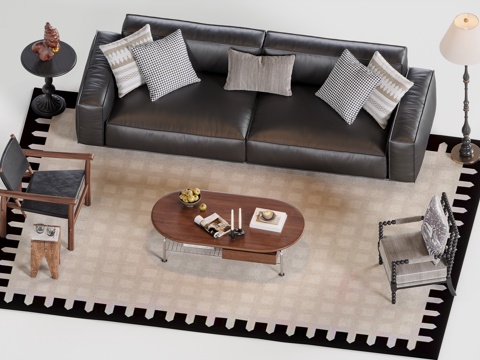 法式中古沙发组合su模型