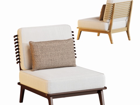  现代休闲原木椅沙发椅3d模型 