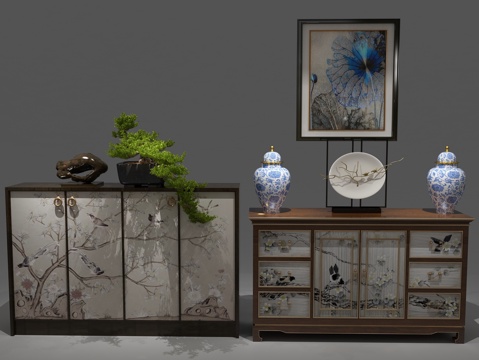  中式餐边柜 边柜3d模型 