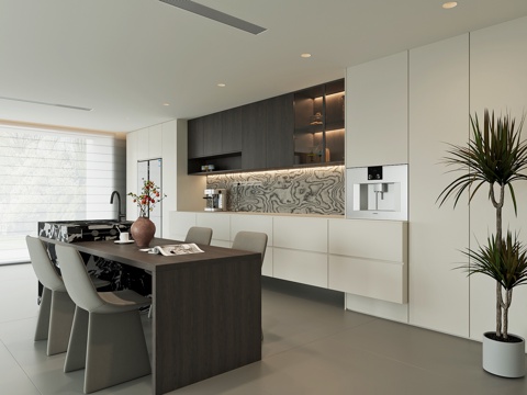 现代餐厅su模型