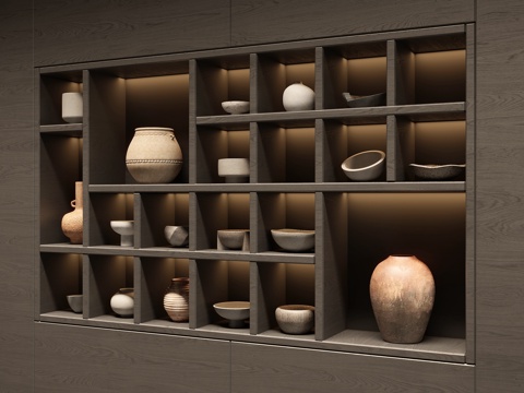 现代陶罐器皿su模型