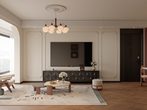  法式复古简约客餐厅3d模型 