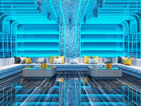 现代科技风 KTV 灯带造型 包厢 包间沙发 桌椅 干层镜su模型