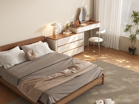  中古风卧室 梳妆台3d模型 