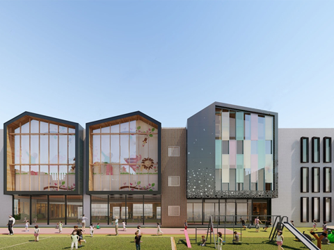 现代学校建筑  幼儿园建筑su模型