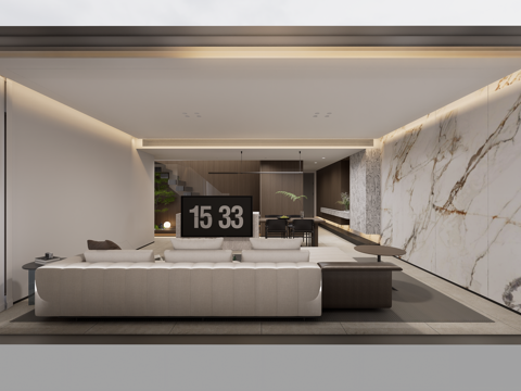 现代客餐厅 意式客餐厅su模型