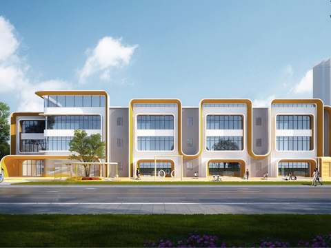 现代幼儿园建筑 学校建筑su模型