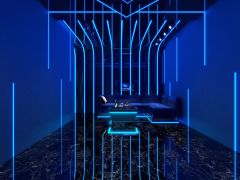  现代科技风 KTV 灯带造型 包厢 包间沙发 桌椅3d模型 
