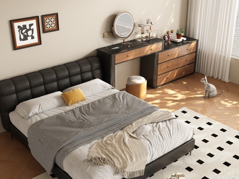  中古风卧室 梳妆台3d模型 