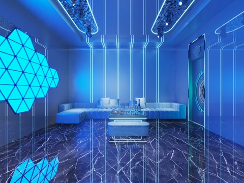  现代科技风 KTV 灯带造型 包厢 包间沙发 桌椅 干层镜3d模型 