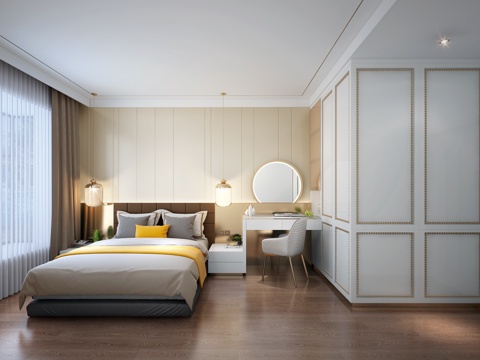  后现代现代港式卧室3d模型 