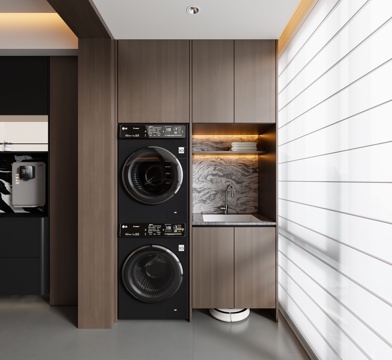 现代意式洗衣机柜 阳台柜su模型