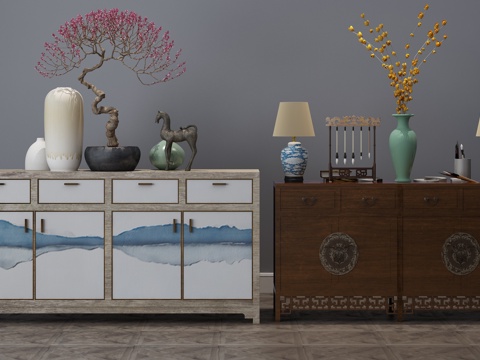  中式餐边柜 边柜3d模型 