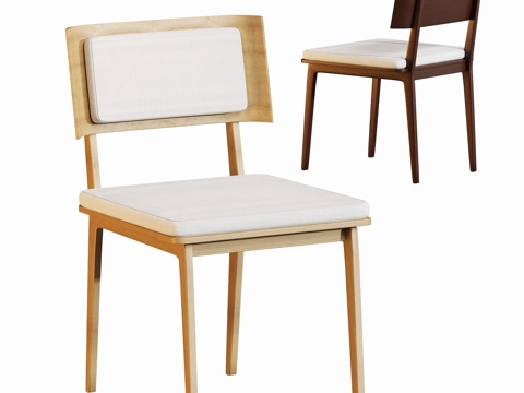 现代原木餐椅单椅su模型