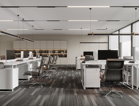 现代办公区 办公室su模型