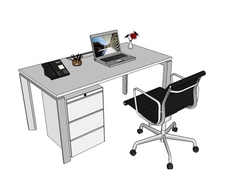 办公工位 文件柜 办公家具 工位 办公室 屏风工位su模型