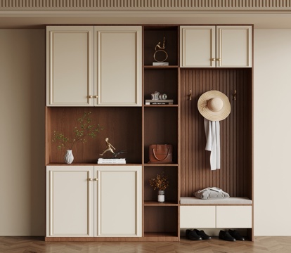 中古风玄关柜 边柜su模型