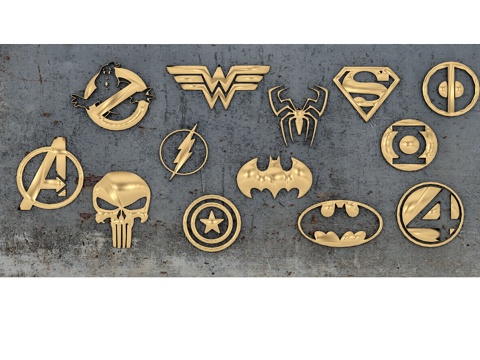  现代超级英雄金属标志挂件3d模型 