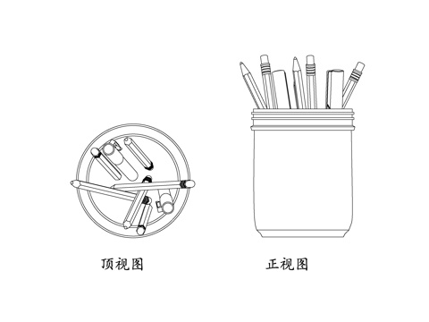  笔筒 文具筒 书桌笔筒 办公笔筒 桌面收纳筒 学生笔筒cad施工图 
