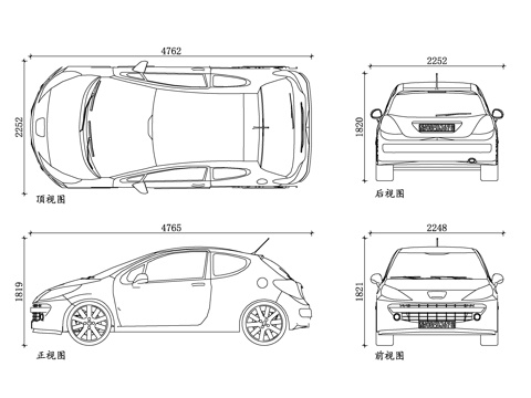 标致汽车 标致轿车 标致308 标致508 标致2008cad施工图