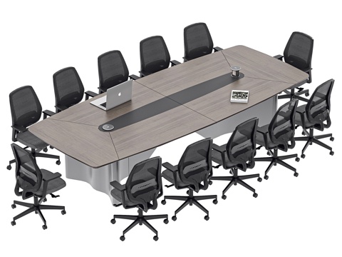 现代会议桌 洽谈桌 会议椅 办公桌 椭圆形会议桌 弧形会议桌su模型