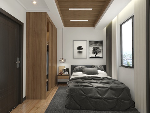  现代卧室 现代卧室 北欧卧室 简约卧室 工业风卧室 lo3d模型 