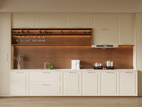 中古风餐边柜 厨房柜su模型