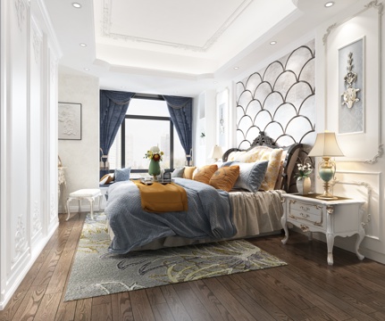  简欧现代简欧 欧式卧室3d模型 