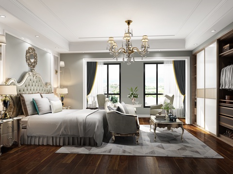  简欧欧式 主卧 偏现代3d模型 