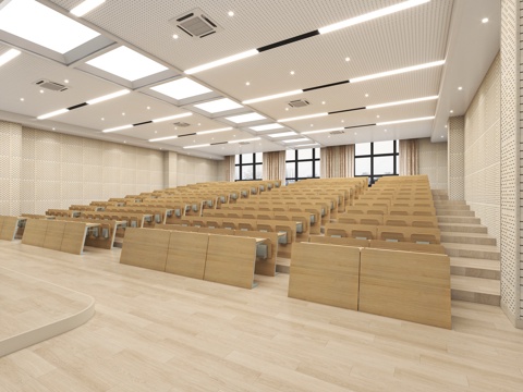  现代报告厅阶梯教室3d模型 