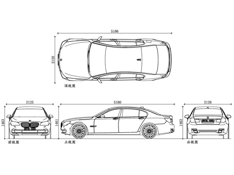 宝马7系轿车 宝马7系 宝马740Li 宝马750Licad施工图