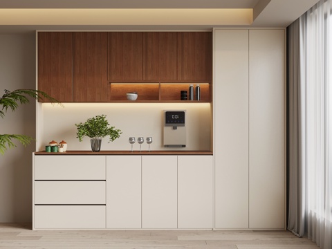  中古风酒柜 餐边柜3d模型 