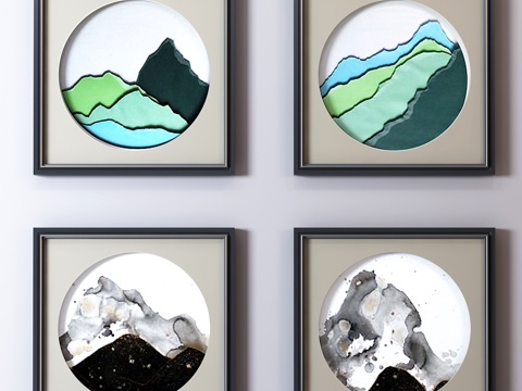  新中式挂画 中式挂画 新中式挂画3d模型 