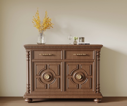 法式中古玄关柜 边柜 矮柜su模型