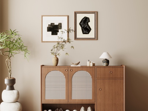 中古风玄关柜 端景柜 鞋柜su模型