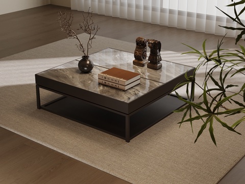  新中式茶几 方形茶几3d模型 