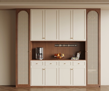 中古风餐边柜 酒柜su模型