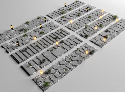  景观铺装 室外 石板 石块 青石板3d模型 