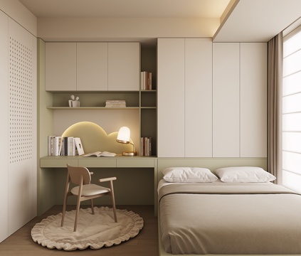 现代榻榻米卧室su模型