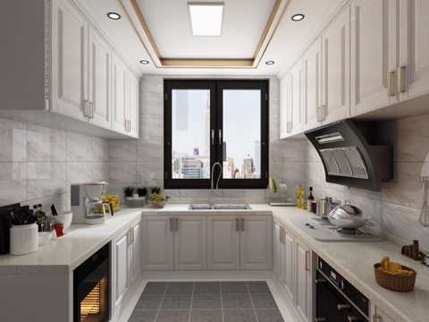  新中式北欧现代厨房3d模型 