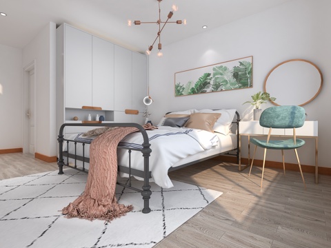  北欧风格卧室主卧3d模型 