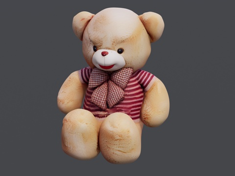 红色条纹衣服的小熊玩具su模型
