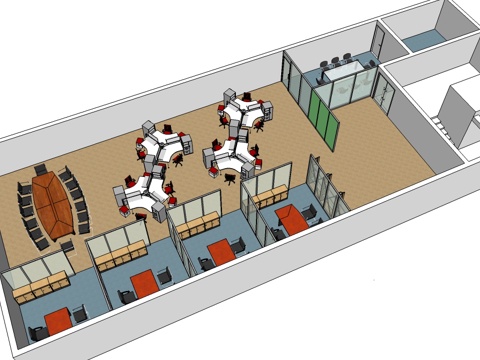 办公工位 文件柜 办公家具 工位 办公室 屏风工位 会议桌su模型